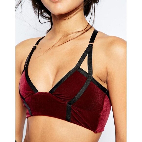Blue Life Fit Bralette L Burgundy Exhale Velvet Bralette in Garnet Size L - Picture 1 of 16